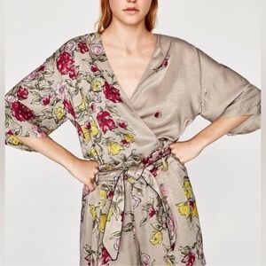 Zara Floral Wrap Kimono Top